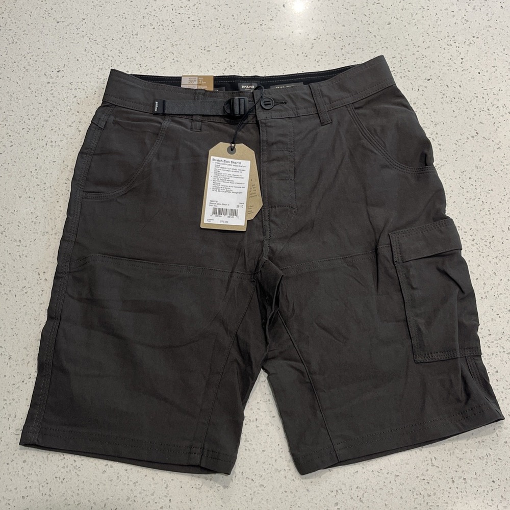 Men's Prana Stretch Zion 2 Size 28/10"  Shorts Utility Performance Dark Iron NWT